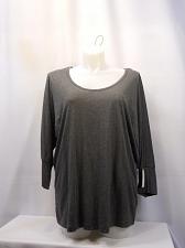 Buy Womens Knit Top Plus Size 1X GRACE Solid Gray Blue Scoop Neck 3/4 Sleeves