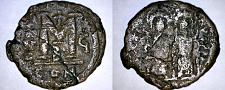 Buy 565-578AD Byzantine Follis -Justin II & Sophia -AE29 10.7g -Constantinople Yr6