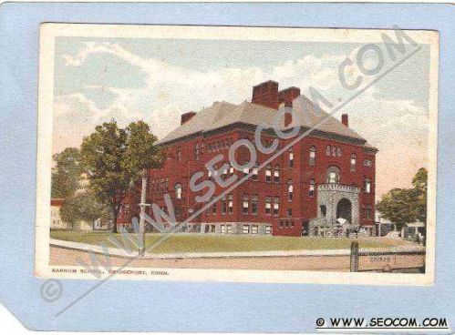 CT Bridgeport Barnum School Street Scene Intersection w/Horse & Wagon ct_b~286