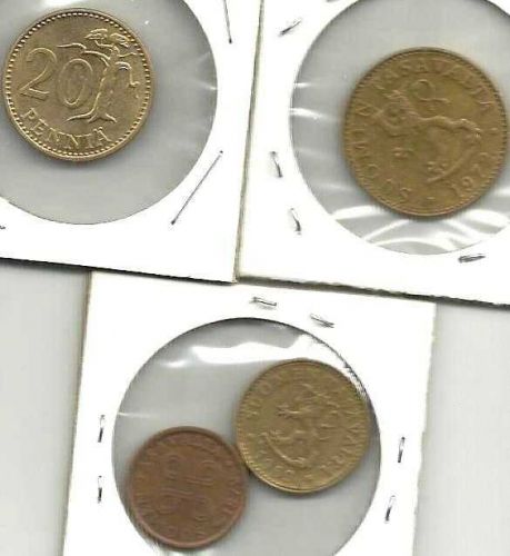 Finland Coin LOT 1: 50 PENNIA 1972 COIN ; 20 PENNIA 1987 COIN ; 10 PENN; 5 PENNI