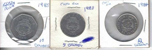 Costa Rica 2, 5, & 10 Colones Set