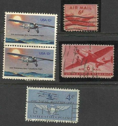 Aviation Lot 2 - US 6c Airmail (2 Types) / Transatlantic Flight / 4cNaval Aviati