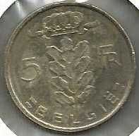 1974 Belgium 5 Franc coin