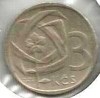 CZECHOSLOVAKIA 1965 Three (3) Korun Coin