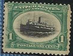 1901 Pan-American Issue # 294 1C Green & Black Eastlake Navigation