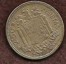 Vintage 1953 Spain 2.5 Pesetas Coin