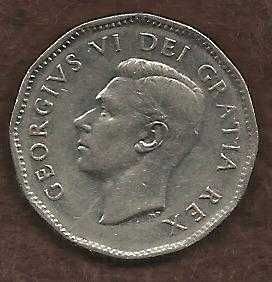 Canada 5 Cents 1950 Uncrowned George VI Beaver Nickel