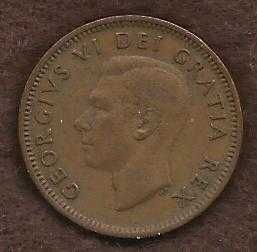 Canada 1 Cent 1951 Uncrowned King George V Coin