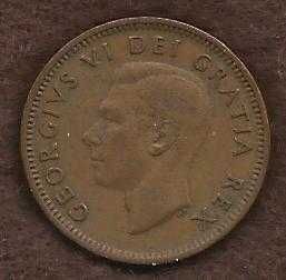 Canada 1 Cent 1951 Uncrowned King George V Coin