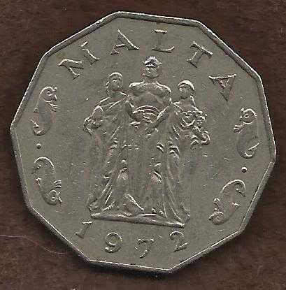 Malta 50 Cents 1972 Great Seige Monument of 1565 Coin