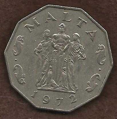 Malta 50 Cents 1972 Great Seige Monument of 1565 Coin