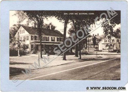 CT Eastford Gen Lyon Inn Street Scene w/Old Car Photo Type Card ct_box2~617