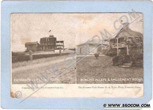 CT Crescent Beach 2 View Photo Type Card Entrance Crescent Park Bowling Al~375