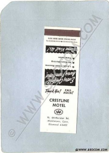 CT Middletown Matchcover Crestline Motel Rt 6A Meriden Road ct_box3~1322