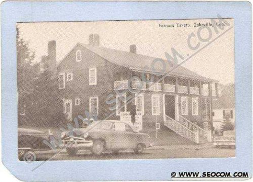 CT Lakeville Farnum Tavern On Rt 44 At Rt 41 Street Scene w/Old Cars ct_bo~1017