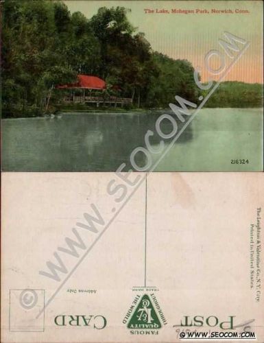 CT Norwich Postcard The Lake Mohegan Park ct_box4~2316