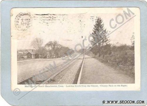 CT South Manchester Postcard Main Street Looking South From The Center Che~1125