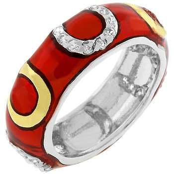 Red Horseshoe Enamel Ring (size: 10)