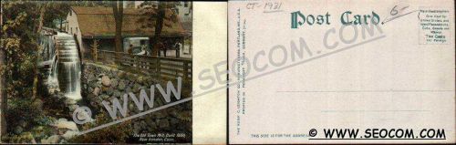 CT New London Postcard The Old Mill Built 1650 w/Horse & Wagon ct_box4~1931