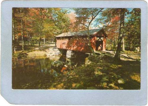 CT East Haddam Covered Bridge Postcard New Bridge Devil's Hopyard State Pa~25