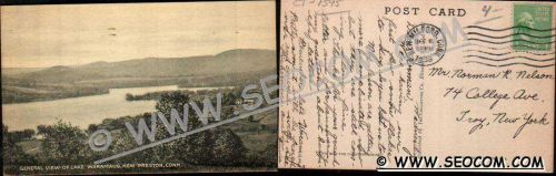 CT New Preston Postcard General View Of lake Waramaug ct_box4, getfrom3, ~1595