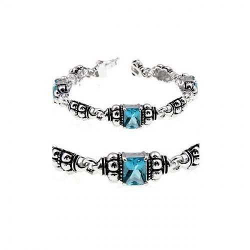 Aqua Cz Ball Bracelet