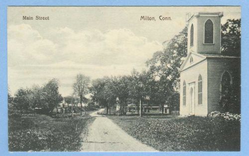 CT Milford Main St View OF Narrow Dirt Road w/Old Church In ForegroundOld ~537