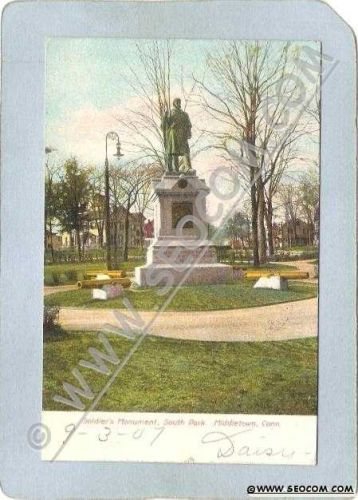 CT Middletown Postcard Soldier's Monument South Park ct_box3~1347