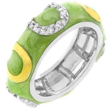 Light Green Enamel Horseshoe Ring (size: 09)