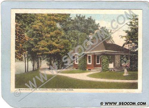 CT Meriden Postcard Waiting Station Hubbard Park ct_box3~1261