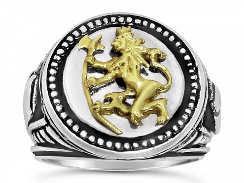 Norse Lion Mens signet Coin ring Bluekorps Nordnaes Battalion Sterling silver