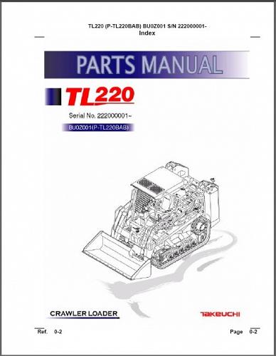 Takeuchi TL220 Track Loader Service Workshop Manual on a CD - TL 220