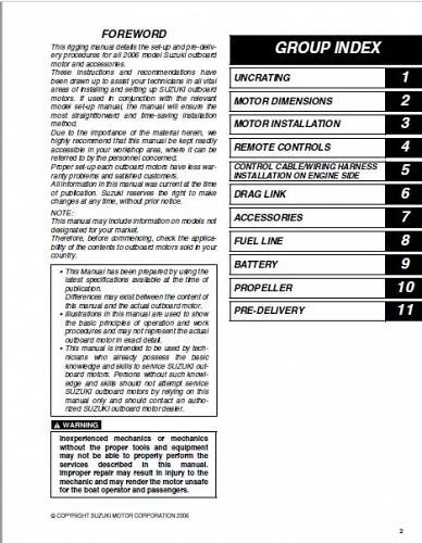 Suzuki DF25 - DF250 Outboard Motor Rigging Manual / Guide CD