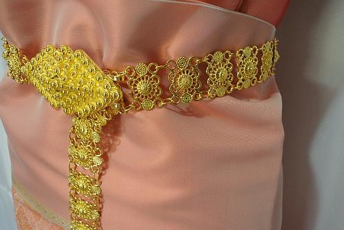 Metal gold color belt Thai Laos Lao traditional for women wedding dress # B4