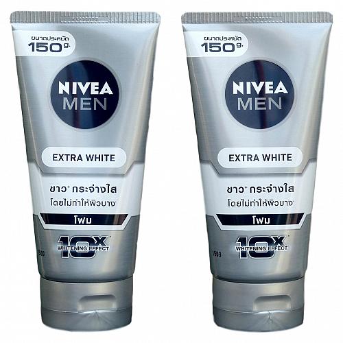 Nivea Men Extra White Anti Spot Skin Whitening Foam 150g Pack of 2