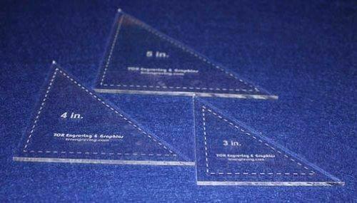 Triangle Templates. 3", 4", 5" - Clear 1/8"