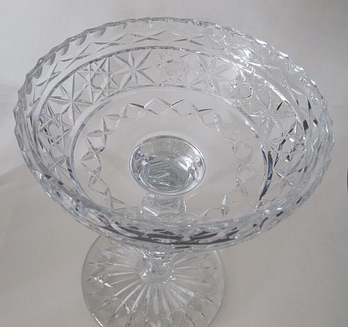 Large Hand Cut Glass compote crystal 8.5 lbs