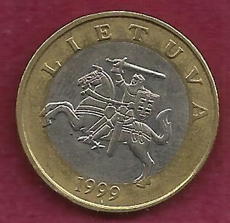 LITHUANIA 2 Litai 1999 Coin (Bi-Metallic)