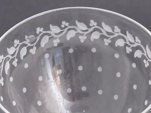 4 copper wheel etched stems glass Hand cut