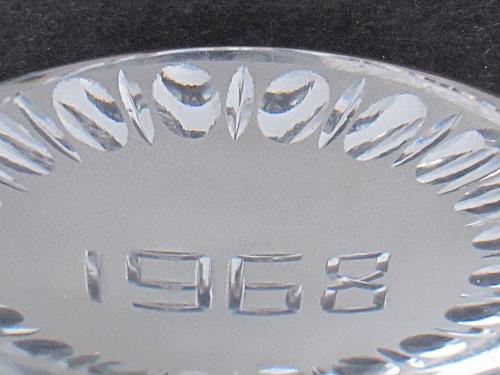 cut Glass hand made paperweight signed Cristallerie Lorraine france 1968