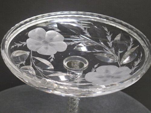 American Brilliant Period Cut Glass signed Signet compote Antique abp
