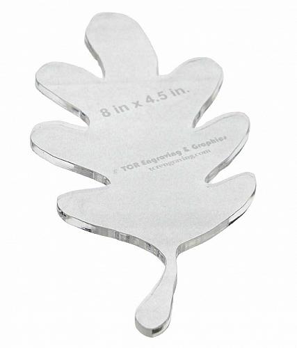 Oak Leaf Template 8"H X 4.5"W - Clear ~1/4" Thick Acrylic-