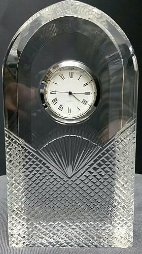 Hand cut glass clock diamond pattern