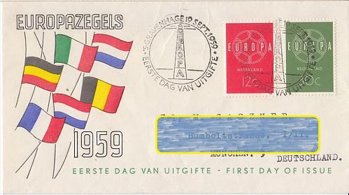 NIEDERLANDE NETHERLANDS [1959] MiNr 0735-36 ( FDC ) CEPT