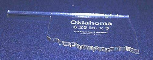 State of Oklahoma Template 6.25" X 3" - Clear ~1/4" Thick Acrylic