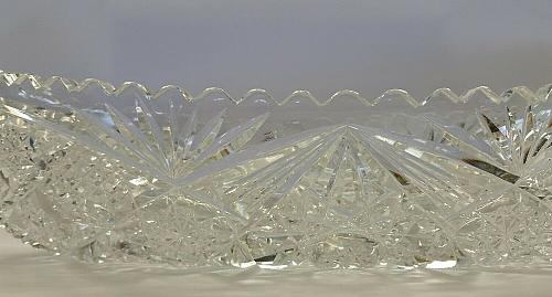 American Brilliant Period Cut Glass canoe 13"