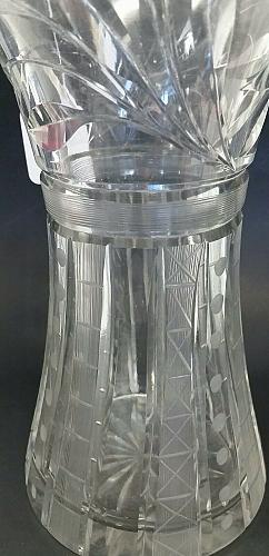 Hand Cut glass Bird etching Vase Antique unique work