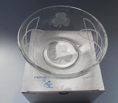 Hand cut glass bowl, Celtic shamrock gift Can be customized