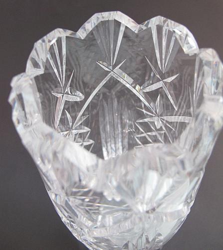 Waterford CUT GLASS signed vase footed old cut in Ireland, Wedding gift crystal