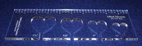4 Mini Hearts Template for 1/2" Foot - Clear with Ruler 1/4" Thick